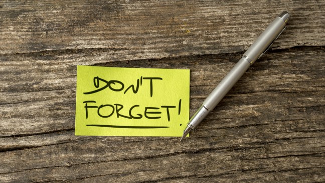 Overhead view of a Don't forget reminder message